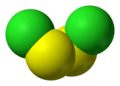 Spacefill model of disulfur dichloride