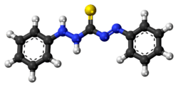 Ball-and-stick model of the dithizone molecule