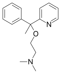 Skeletal formula of the doxylamine molecule