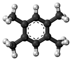 Ball-and-stick model of the durene molecule