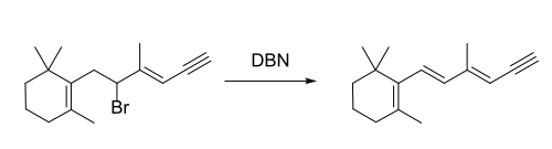 An example of elimination reaction using DBN as the base