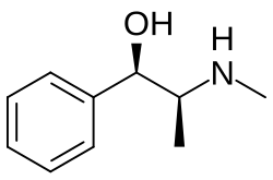Chemical structure of the (1R,2S)-ephedrine molecule