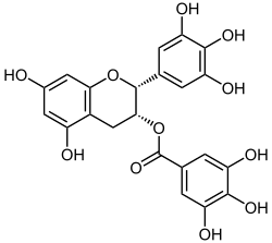 Structural formula of epigallocatechin gallate