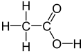 Skeletal formula of acetic acid with all explicit hydrogens added