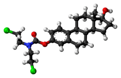 Ball-and-stick model of the estramustine molecule