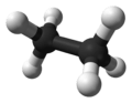Ball and stick model of ethane
