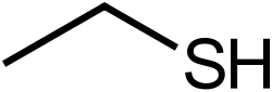 Skeletal structure of ethanethiol