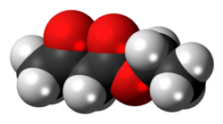 Space-filling model of the ethyl acetoacetate molecule