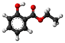 Ball-and-stick model of the ethyl salicylate molecule