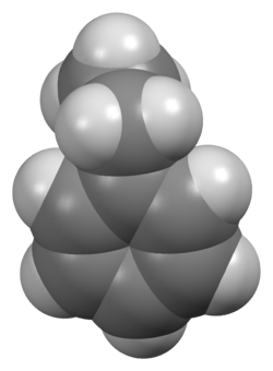 Space-filling model of the ethylbenzene molecule