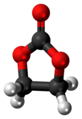Ball-and-stick model of the ethylene carbonate molecule