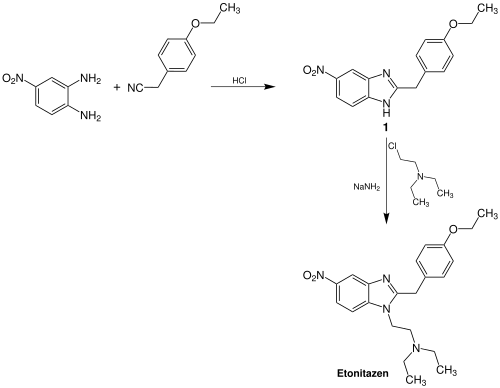 Etonitazene 1960 unsubstituted simple synthesis