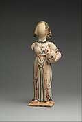 Figure of a woman; 5th century; painted plaster; height: 38.4&nbsp;cm (15.1&nbsp;in), width: 14.7&nbsp;cm (5.8&nbsp;in), depth: 9.6&nbsp;cm (3.8&nbsp;in); Metropolitan Museum of Art