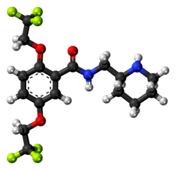 Ball-and-stick model of the flecainide molecule