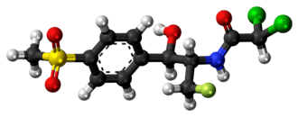 Ball-and-stick model of florfenicol