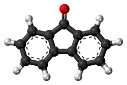 Ball-and-stick model of the fluorenone molecule