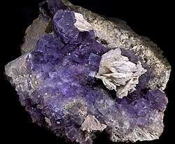 Fluorite with baryte, from Berbes Mine, Berbes Mining area, Ribadesella, Asturias, Spain