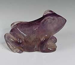 Toad carved in fluorite. Length 8&nbsp;cm (3&nbsp;in).