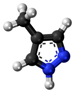 Ball-and-stick model of the fomepizole molecule