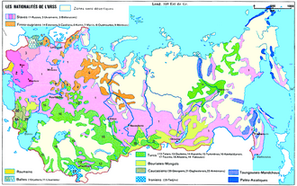 Map of the ethnic groups living in USSR, 1970