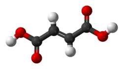 Ball-and-stick model of the fumaric acid molecule