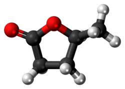 Ball-and-stick model of the γ-valerolactone molecule