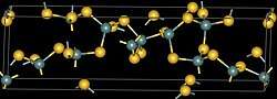 Ball and stick model of crystalline germanium sulfide.