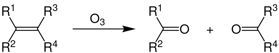 General reaction equation of ozonolysis