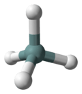 Ball-and-stick model of the germane molecule