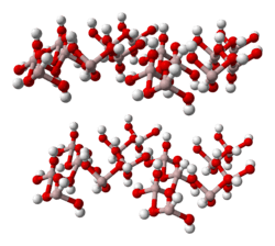Unit cell ball and stick model of aluminium hydroxide