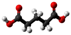 Ball-and-stick model of the glutaric acid molecule