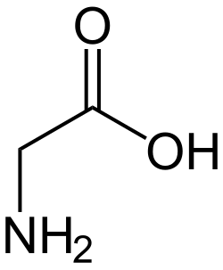 2D representation of the chemical structure of glycine .