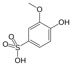 Skeletal formula of Guaiacolsulfonic acid