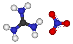 Ball-and-stick models of the constituent ions