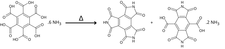Formation of paramide and ammonium euchroate from ammonium mellitate.