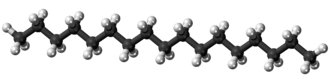 Ball and stick model of the heptadecane molecule