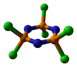 Hexachlorophosphazene ball-and-stick model