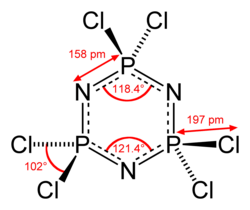 Hexachlorophosphazene conventional formula and bond lengths