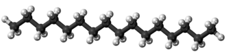 Ball-and-stick model of the hexadecane molecule