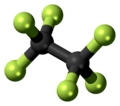 Ball-and-stick model of the hexafluoroethane molecule