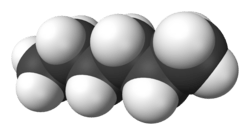 Spacefill model of hexane