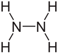 Skeletal formula of hydrazine with all explicit hydrogens added