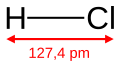 Skeletal formula of hydrogen chloride with a dimension