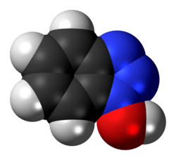 Space-filling model of the hydroxybenzotriazole molecule