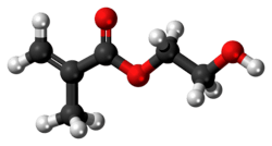 Ball-and-stick model of the hydroxyethyl methacrylate molecule