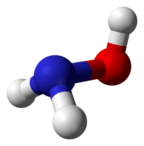 Stereo, skeletal formula of hydroxylamine with all explicit hydrogens added