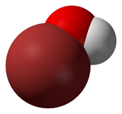 Space-filling model of hypobromous acid
