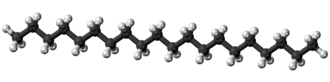 Ball and stick model of the icosane molecule