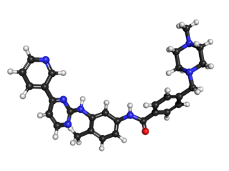 Ball-and-stick model of the imatinib molecule