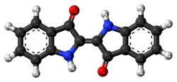 Ball-and-stick model of the indigo dye molecule